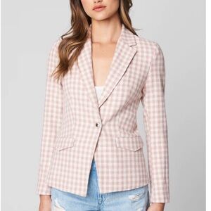 BLANKNYC blazer pink white silver plaid notch blazer medium preppy boss babe
